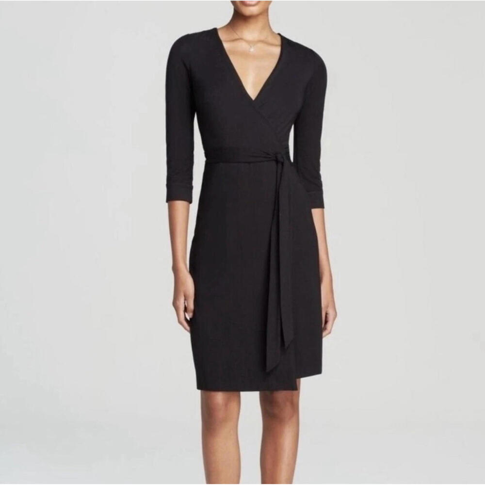 Diane Von Furstenberg Black Wrap Midi Dress